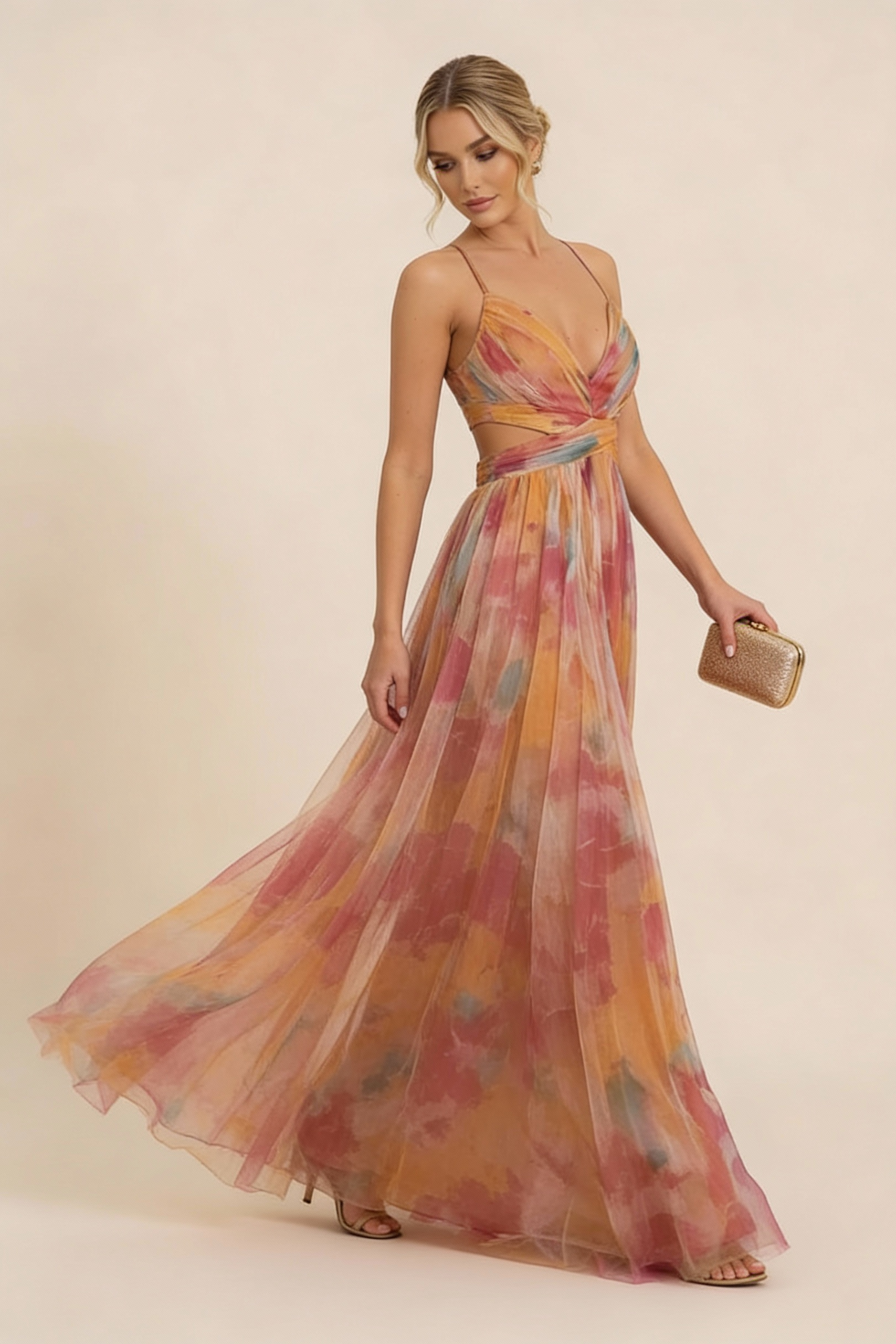 Angela Romantic Maxi Dress in Orange