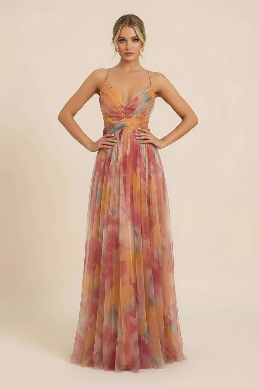 Angela Romantic Maxi Dress in Orange