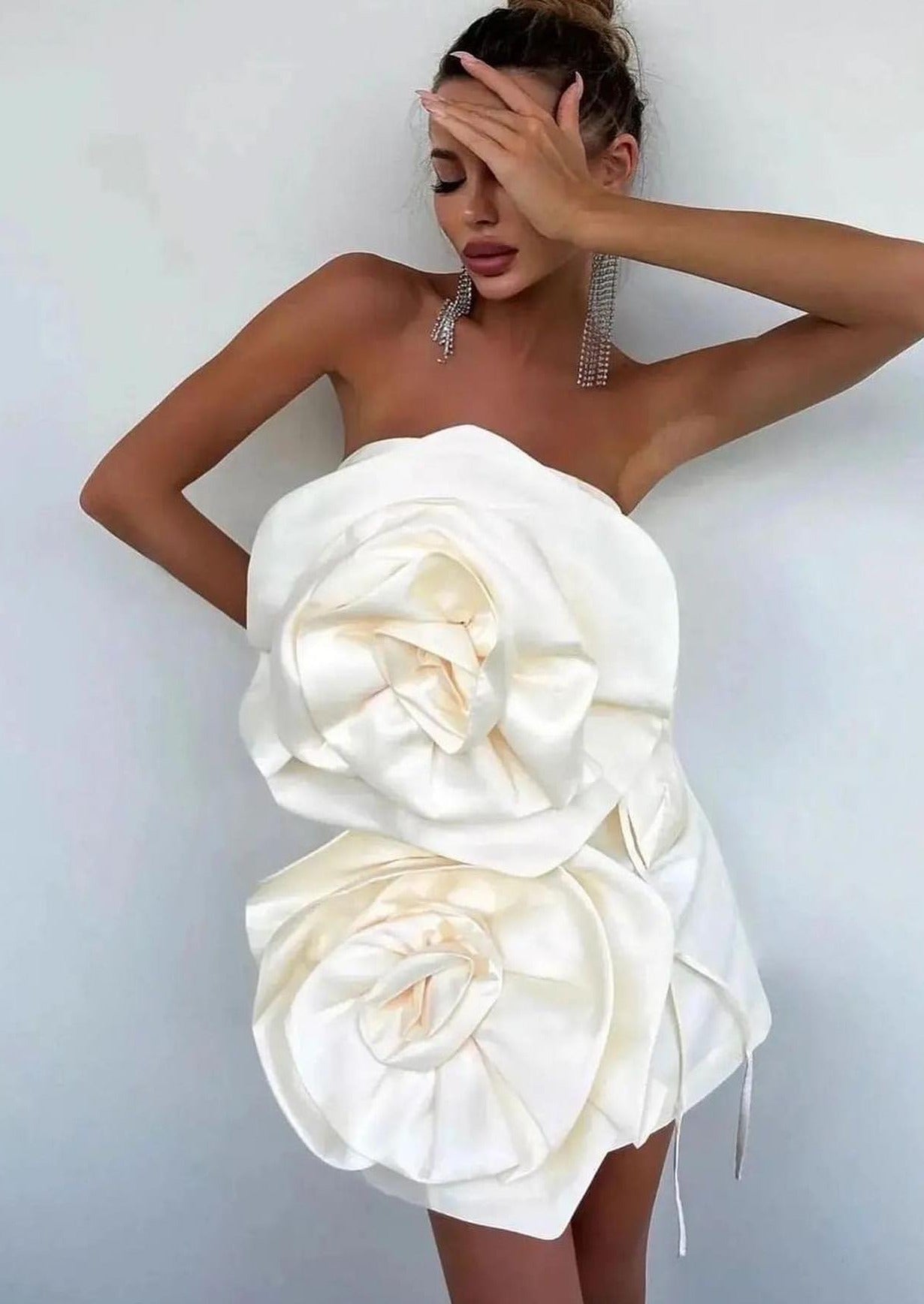 Anna Strapless Mini Dress in White