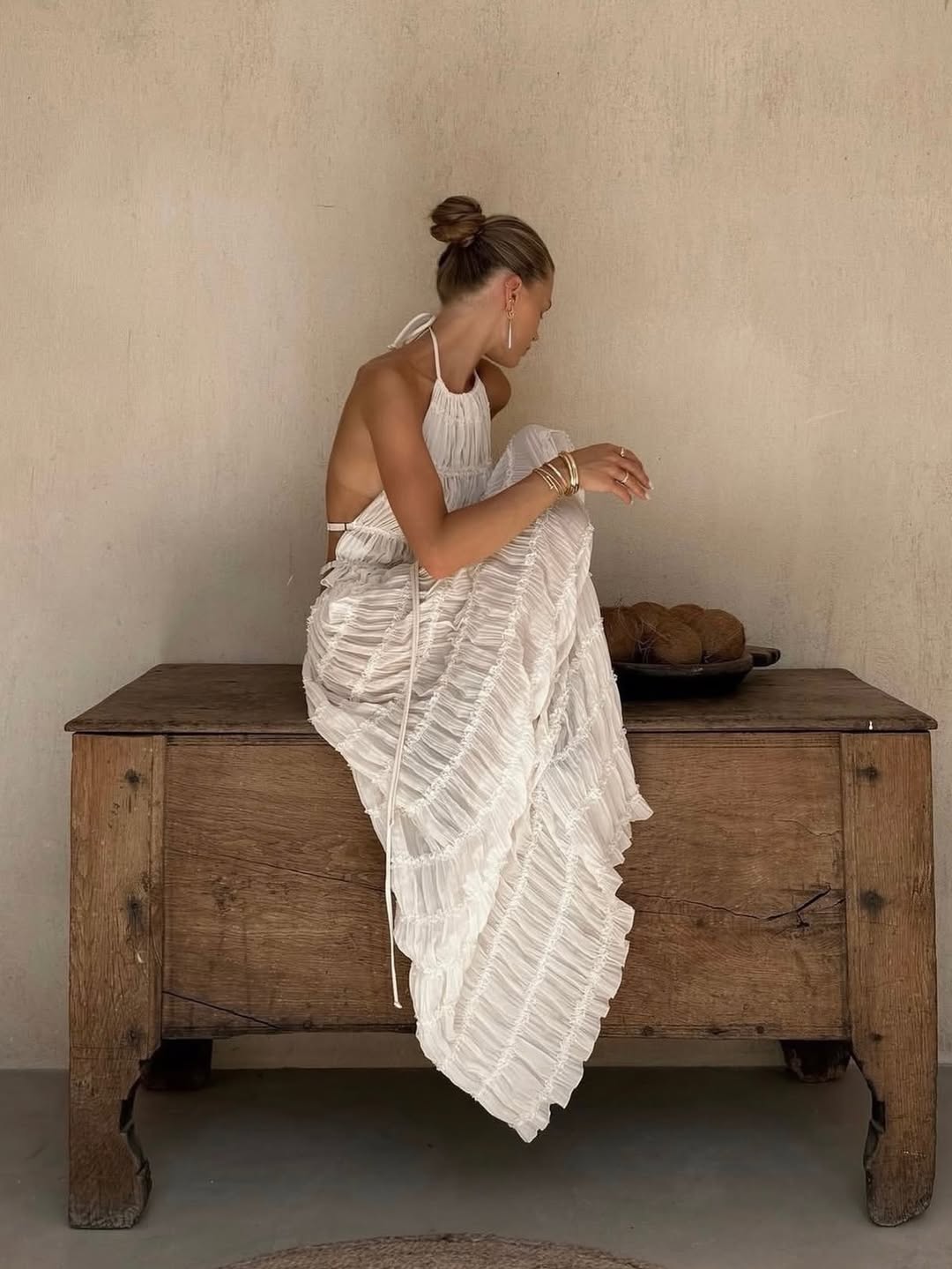 Araceli Bohemian Ruffle Set in Ivory