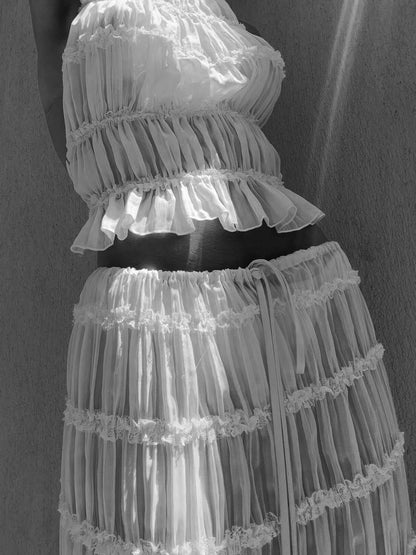 Araceli Bohemian Ruffle Set in Ivory