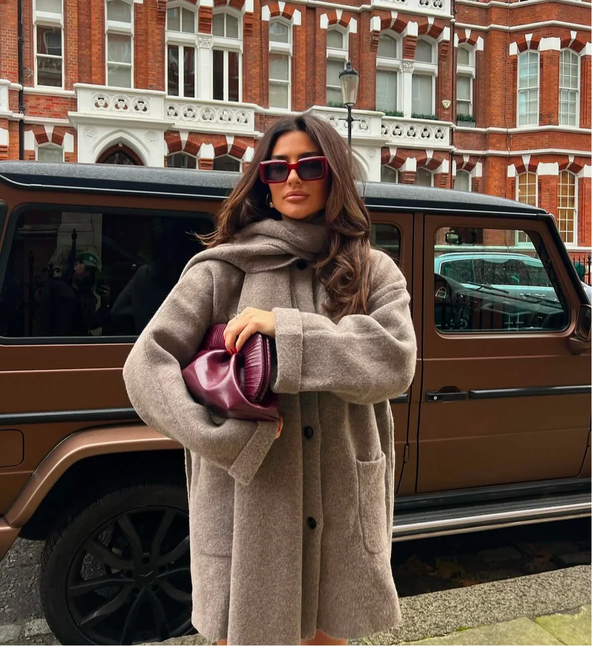 Aria Oversized Scarf Coat in Gray