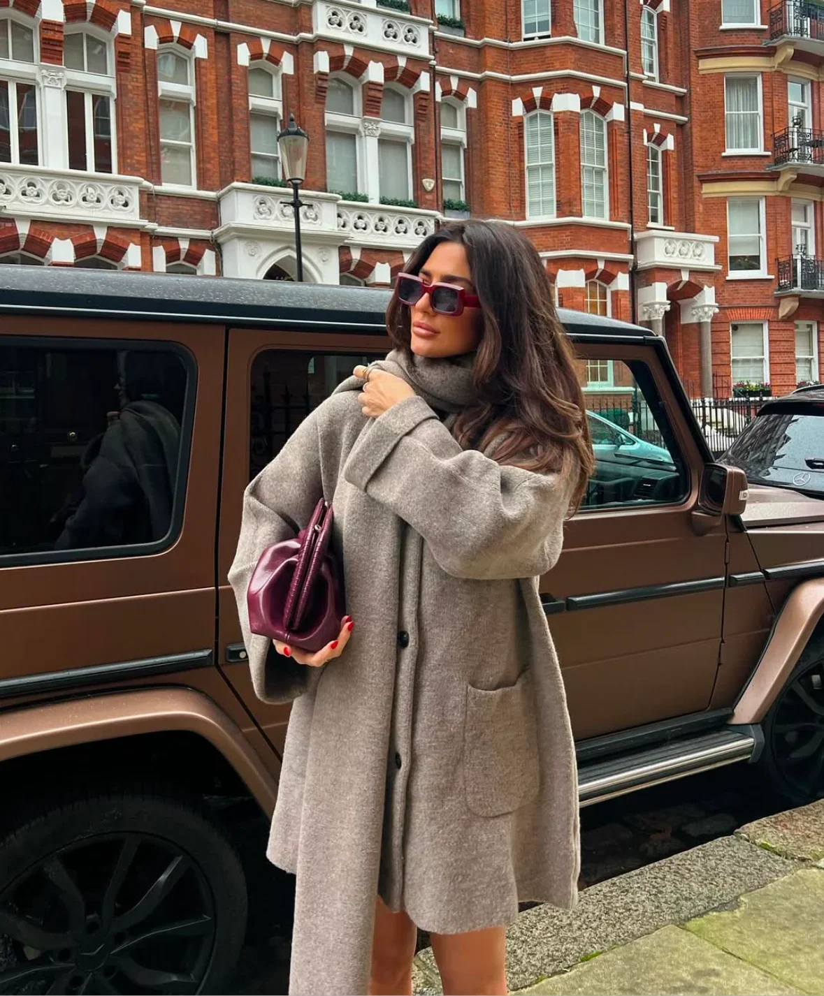 Aria Oversized Scarf Coat in Gray
