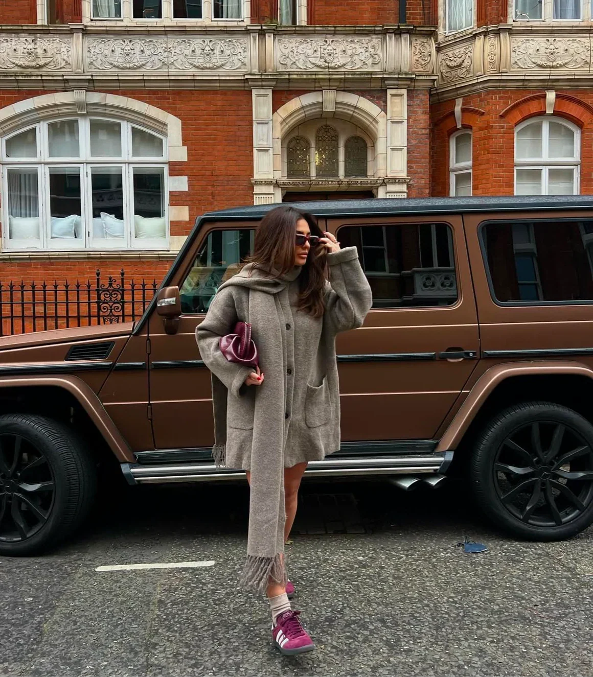 Aria Oversized Scarf Coat in Gray