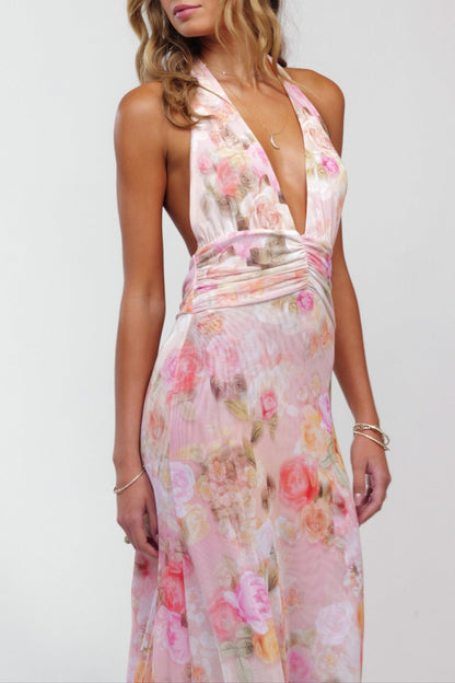 Ariadne Deep Maxi Dress in Pink