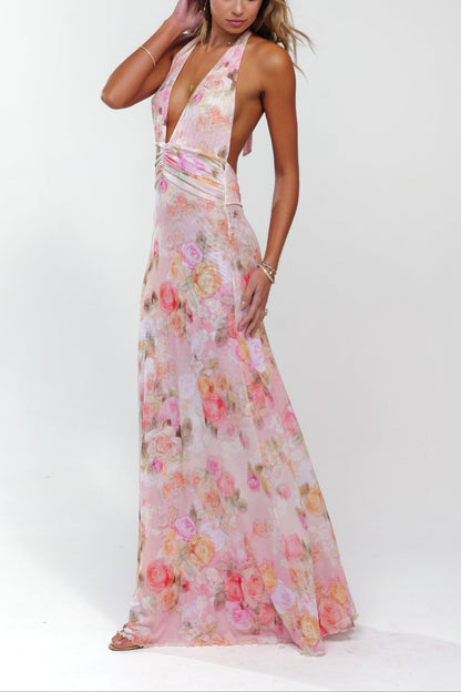 Ariadne Deep Maxi Dress in Pink