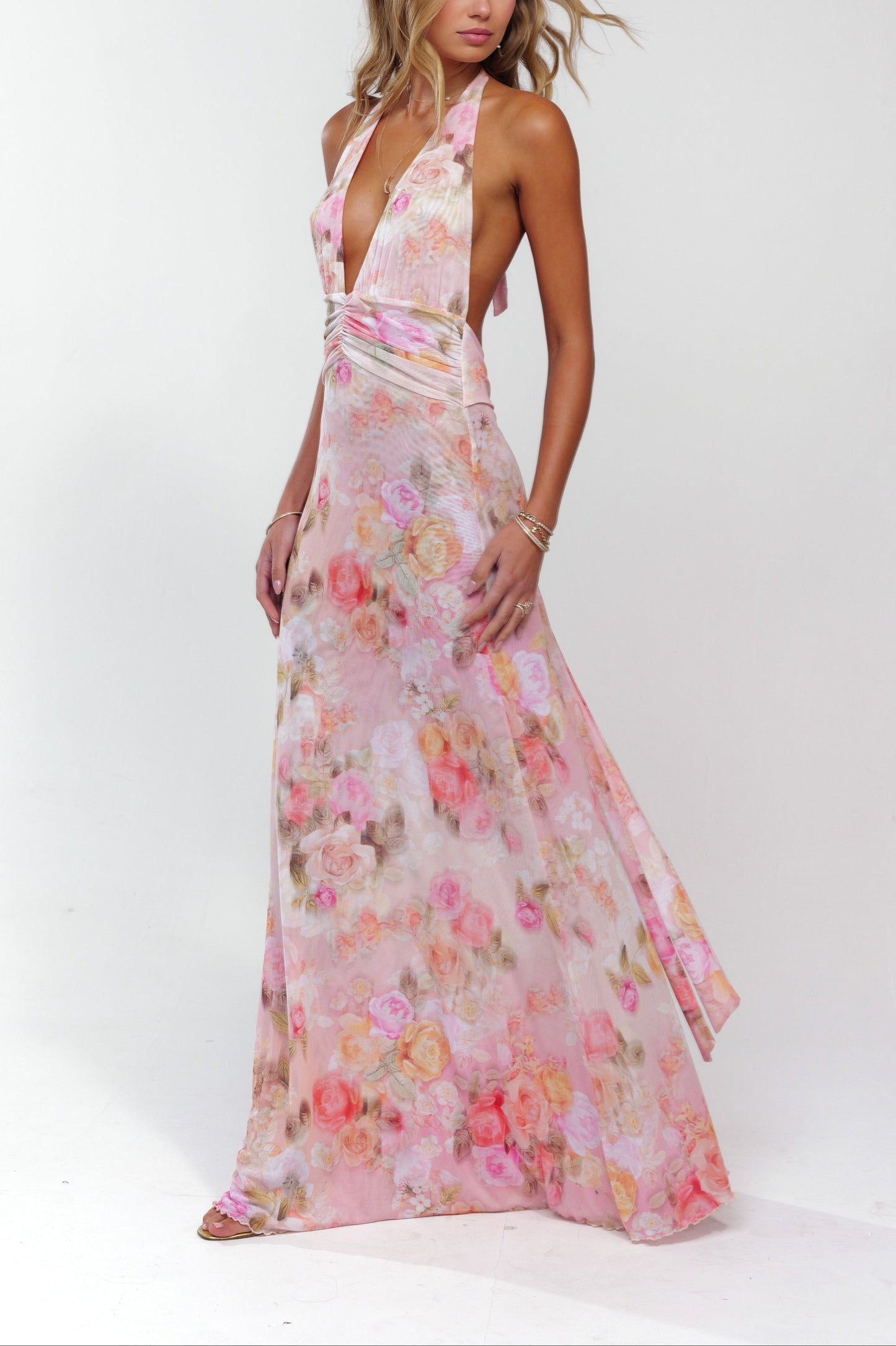 Ariadne Deep Maxi Dress in Pink
