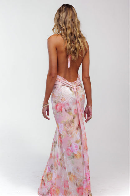 Ariadne Deep Maxi Dress in Pink