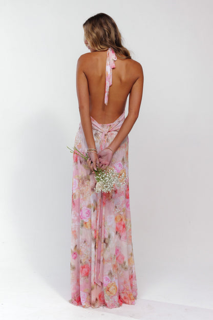 Ariadne Deep Maxi Dress in Pink