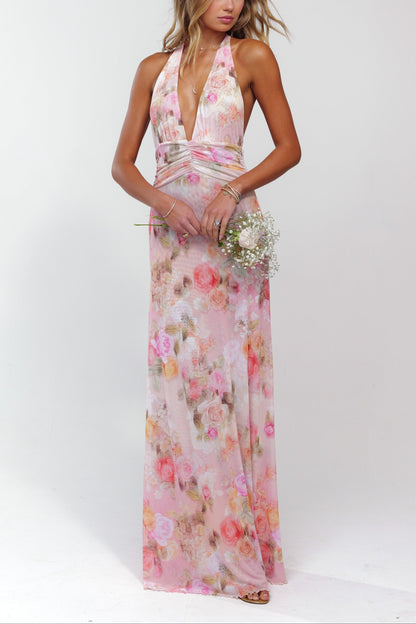 Ariadne Deep Maxi Dress in Pink