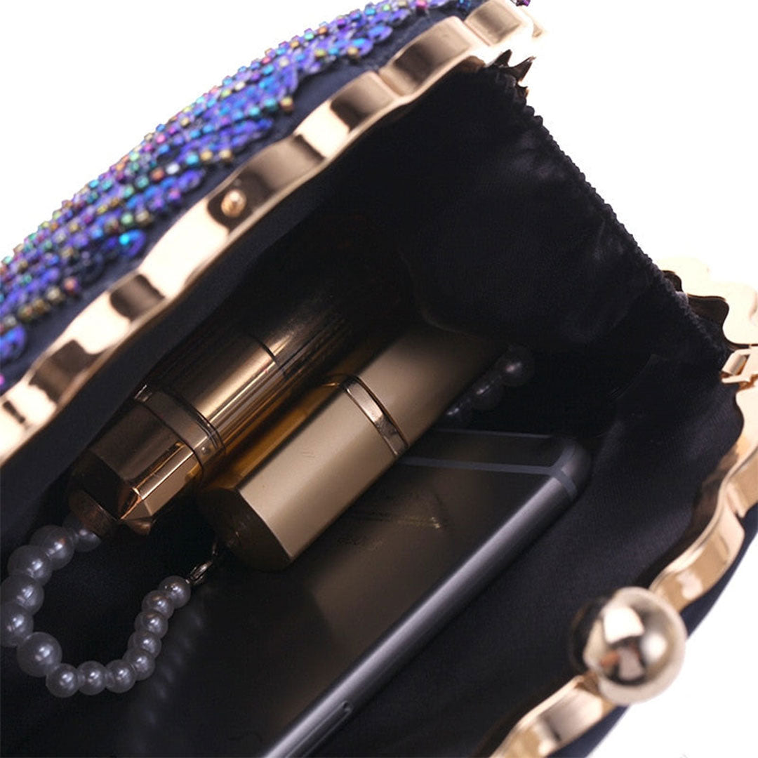 Astrid Sequin Glitter Clutch in Blue