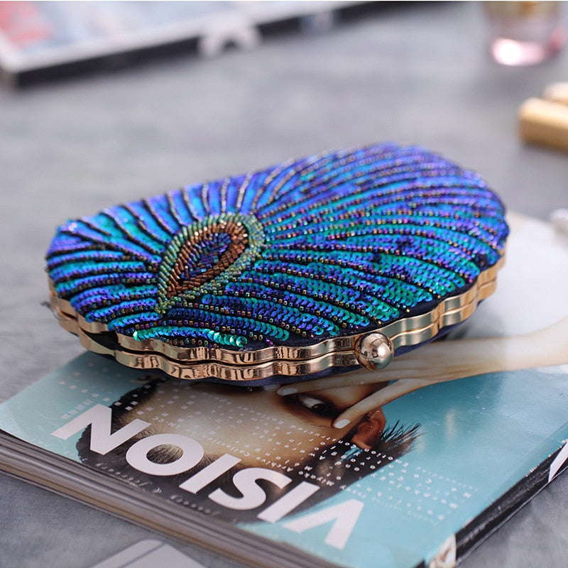 Astrid Sequin Glitter Clutch in Blue