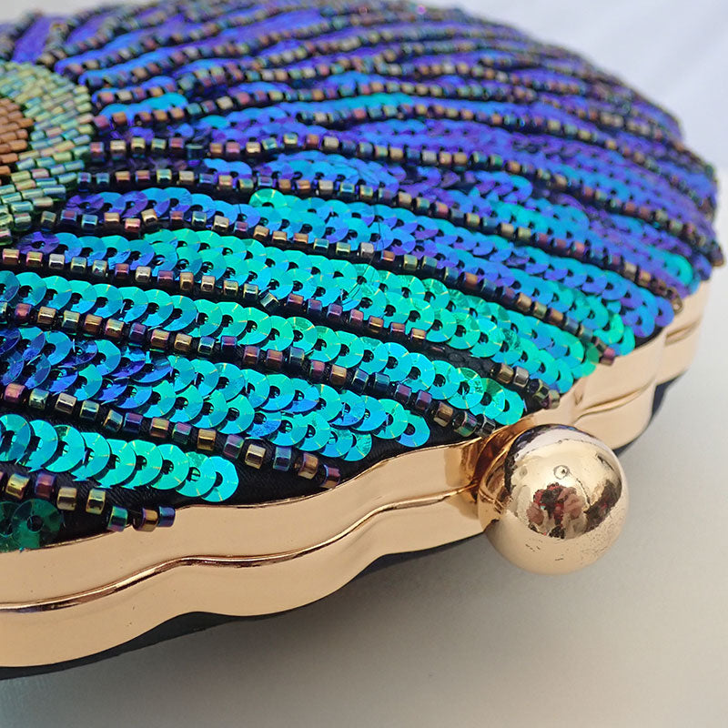 Astrid Sequin Glitter Clutch in Blue