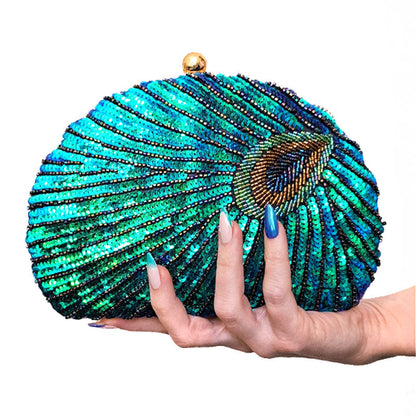 Astrid Sequin Glitter Clutch in Blue