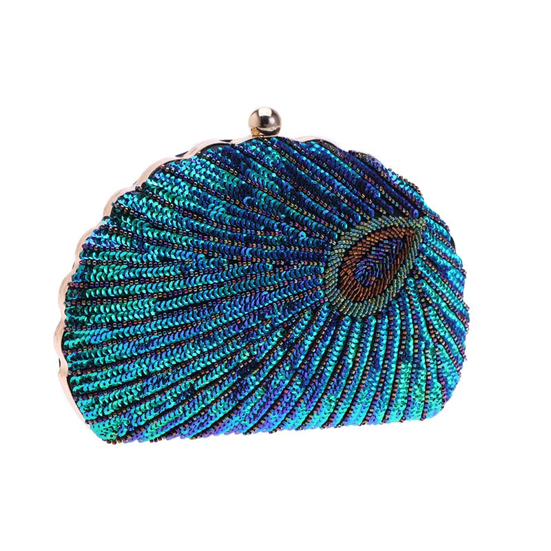 Astrid Sequin Glitter Clutch in Blue