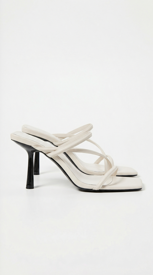 Aubrey Cross Strap Heels in Cream