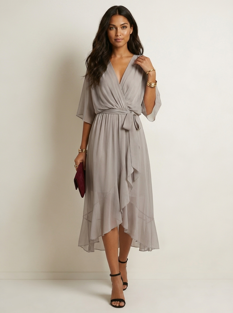 Aurelia Wrap Midi Dress in Green