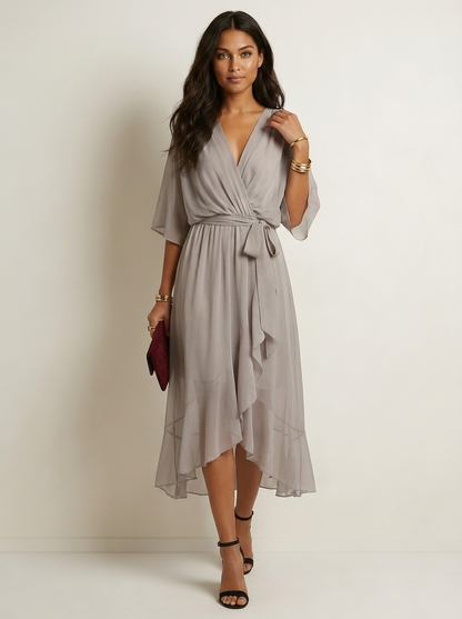 Aurelia Wrap Midi Dress in Green