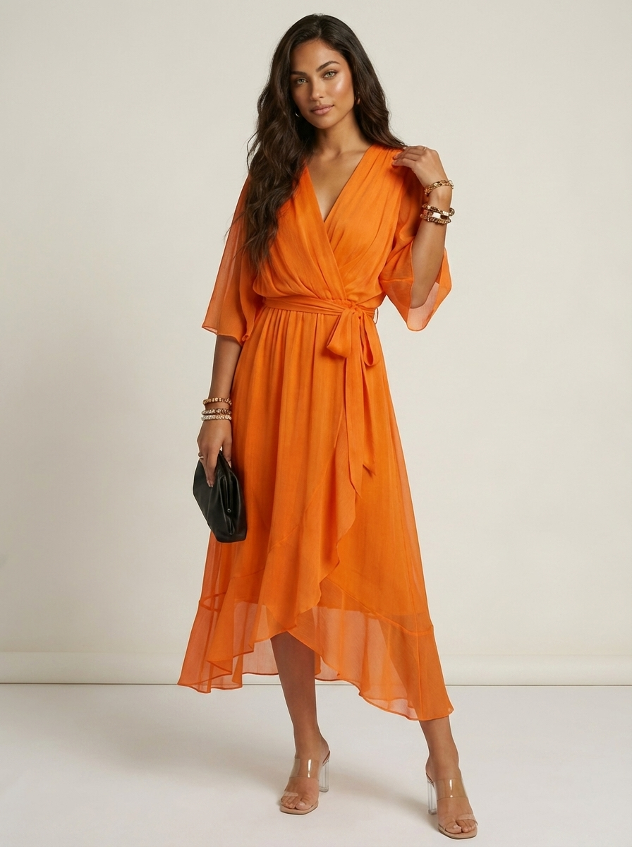 Aurelia Wrap Midi Dress in Green