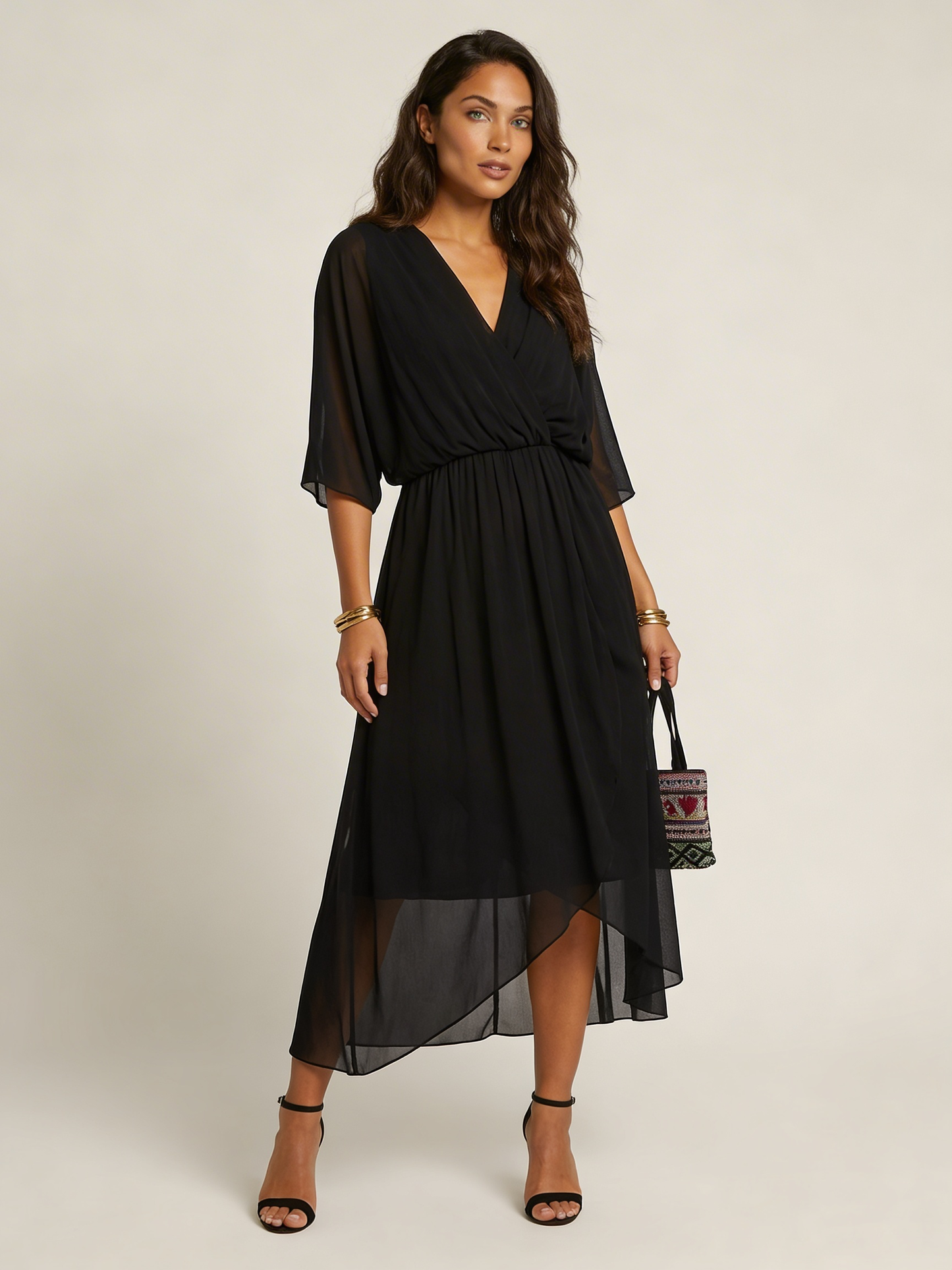 Aurelia Wrap Midi Dress in Green