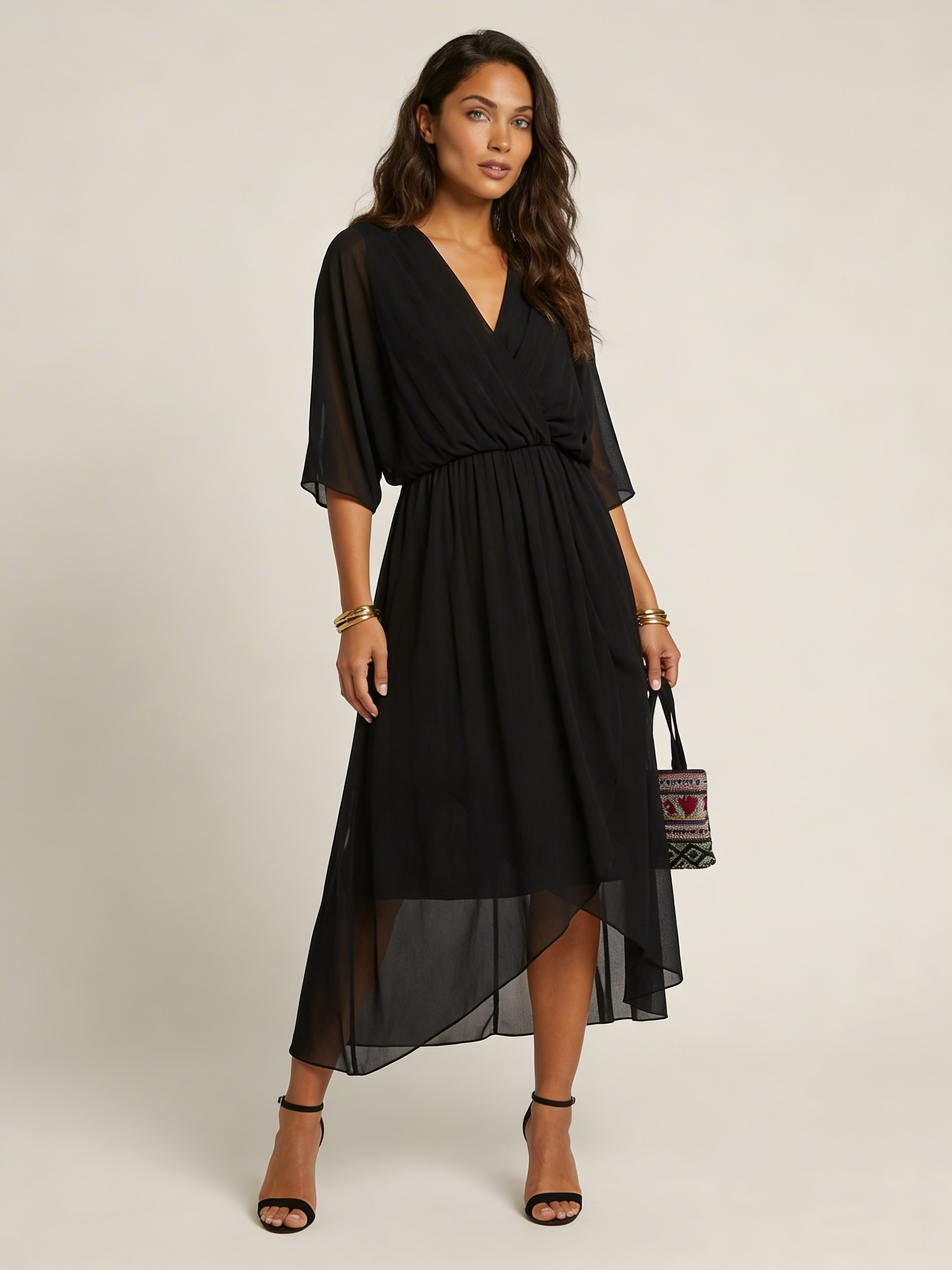 Aurelia Wrap Midi Dress in Green