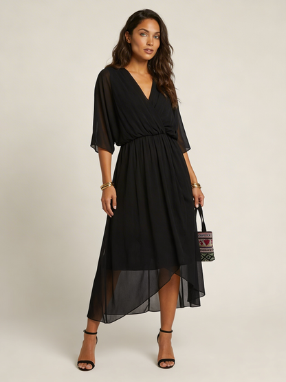 Aurelia Wrap Midi Dress in Green