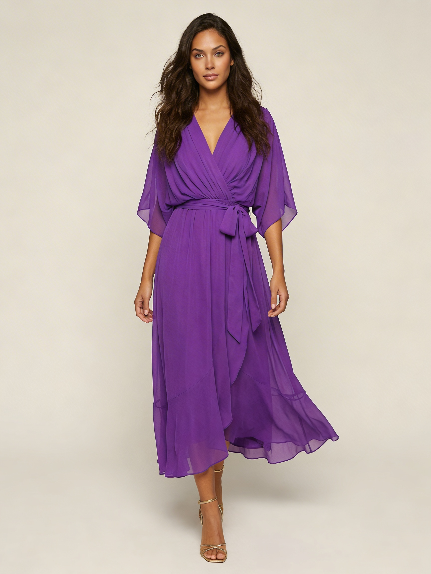 Aurelia Wrap Midi Dress in Green