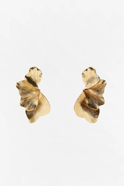 Autumn Textured Metal Earrings in Gold