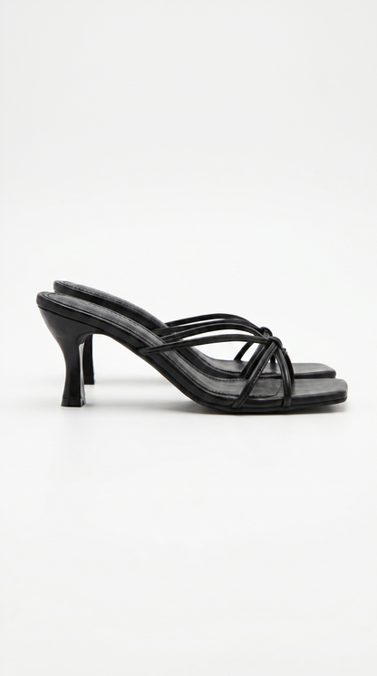 Avery Strappy Square Heels in Gold