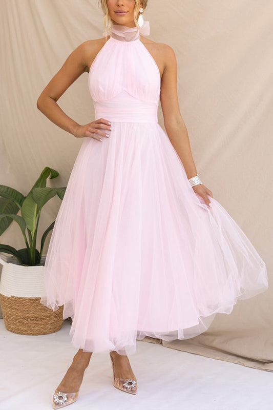 Aylin Sleeveless Midi Dress in Pink