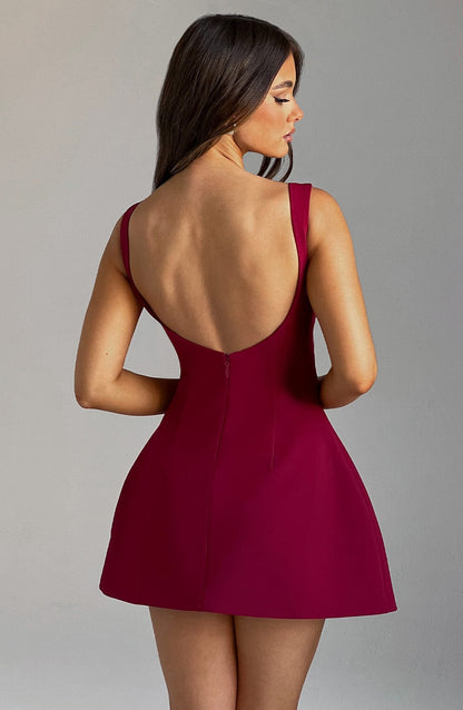 Women scoop mini dress, detail close-up