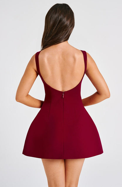 Women scoop mini dress, detail close-up