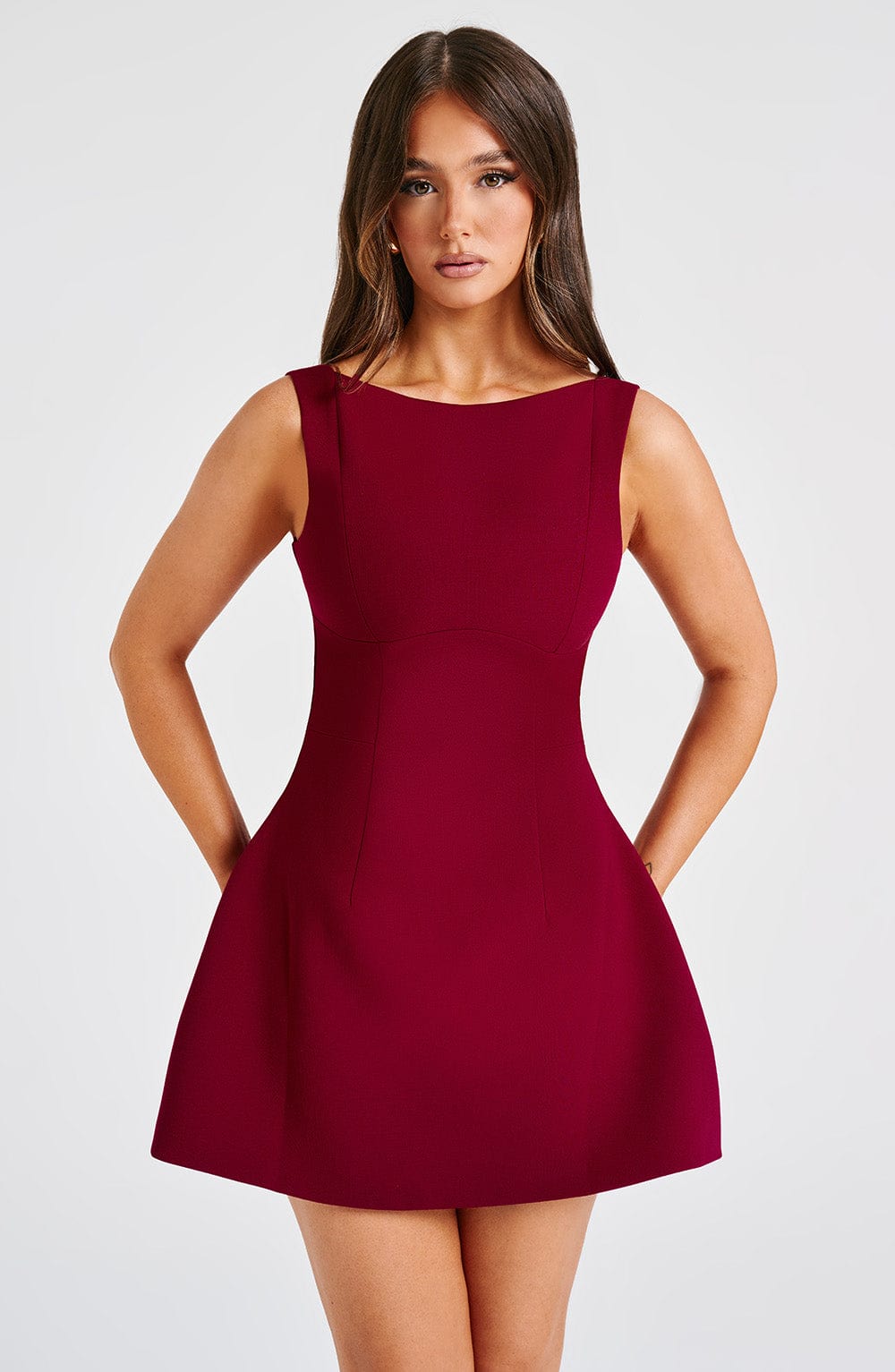 Women scoop mini dress, front view