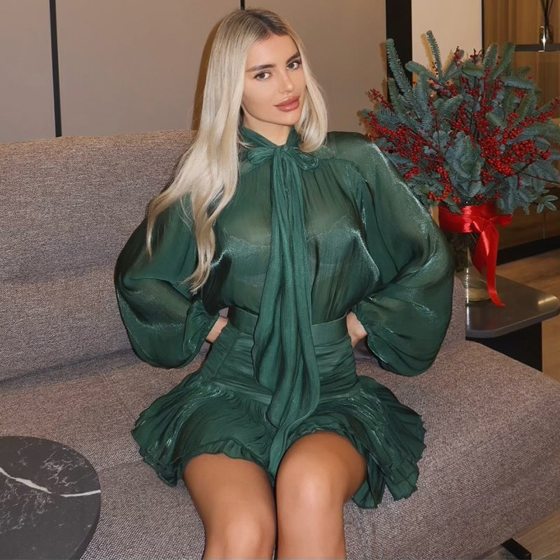 Becky Flowy Mini Dress in Silver