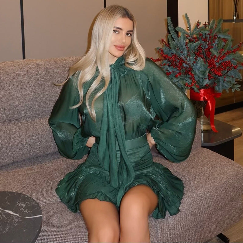Becky Flowy Mini Dress in Silver