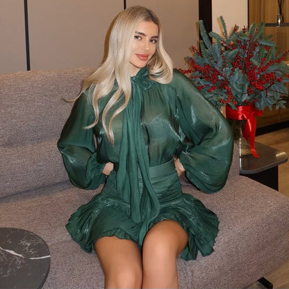 Becky Flowy Mini Dress in Silver