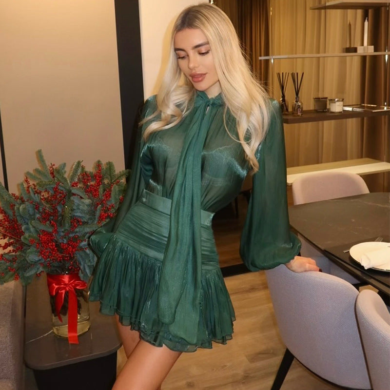 Becky Flowy Mini Dress in Silver