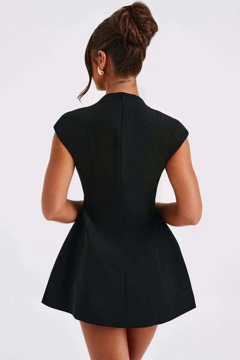 Benthe Deep Mini Dress in Black