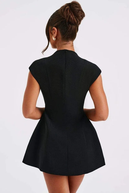 Benthe Deep Mini Dress in Black
