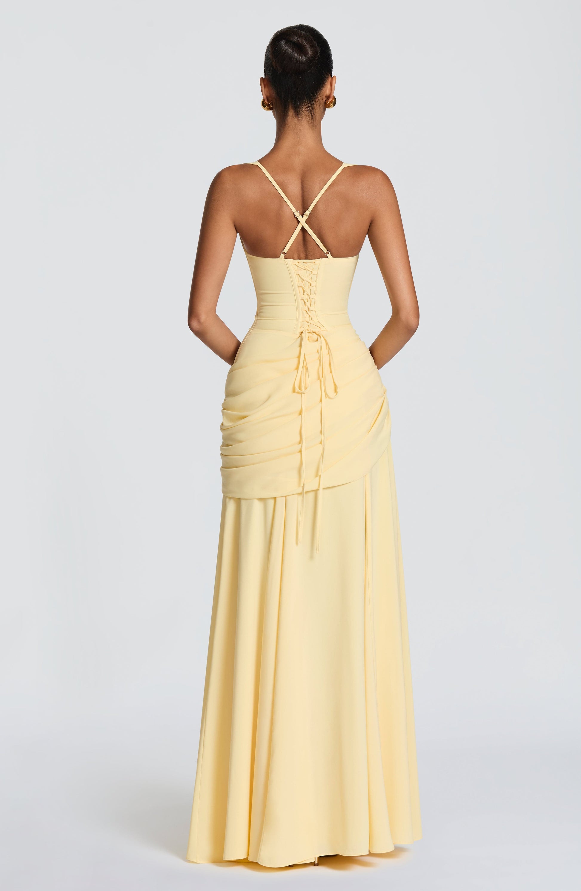 Women cowl maxi dress, detail close-up