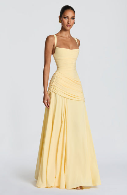 Women cowl maxi dress, front view