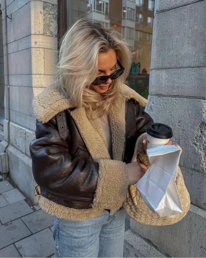 Brooklyn Aviator Faux Jacket in Black