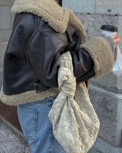 Brooklyn Aviator Faux Jacket in Black
