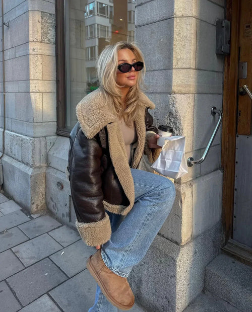 Brooklyn Aviator Faux Jacket in Black