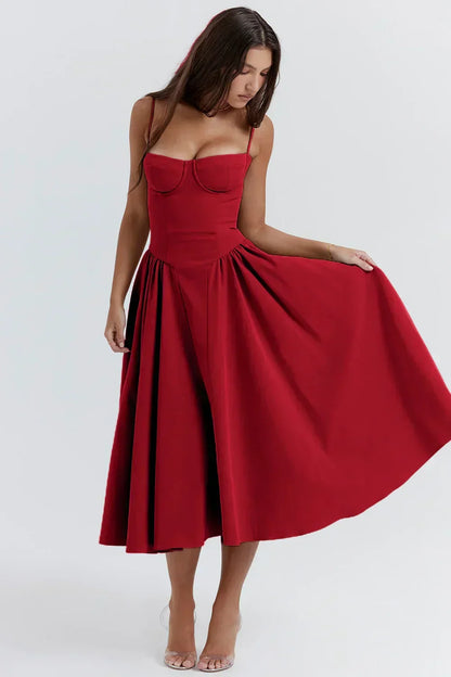 Calliope Sleeveless Midi Dress in Green