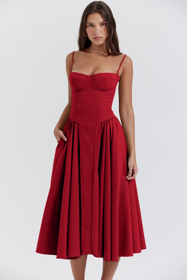 Calliope Sleeveless Midi Dress in Green