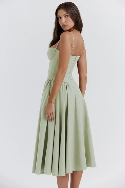 Calliope Sleeveless Midi Dress in Green