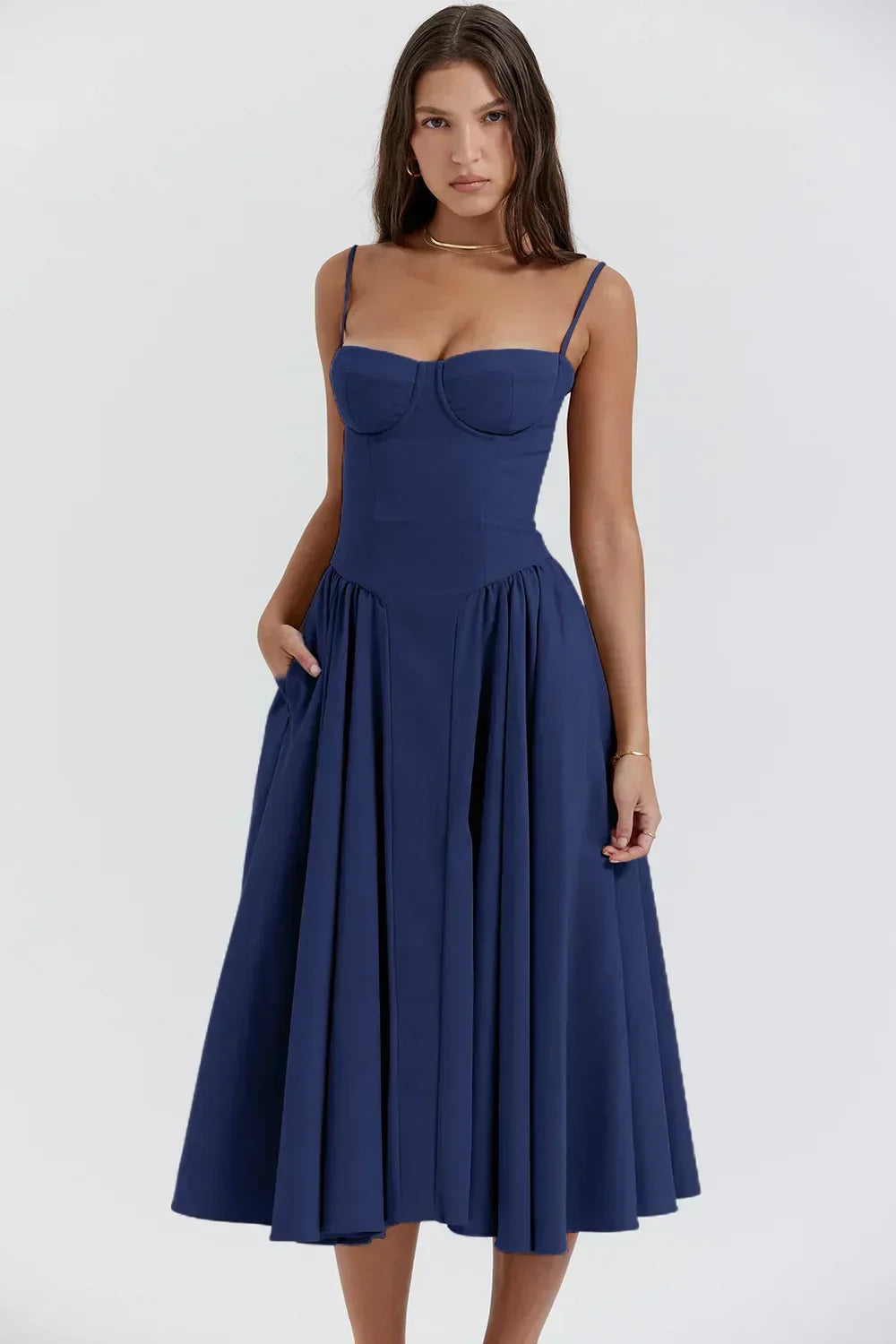Calliope Sleeveless Midi Dress in Green