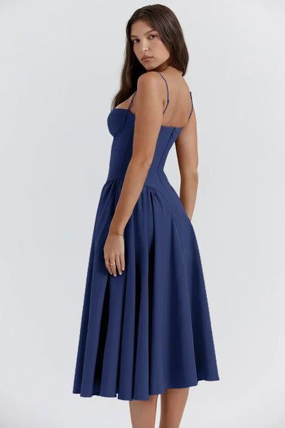 Calliope Sleeveless Midi Dress in Green