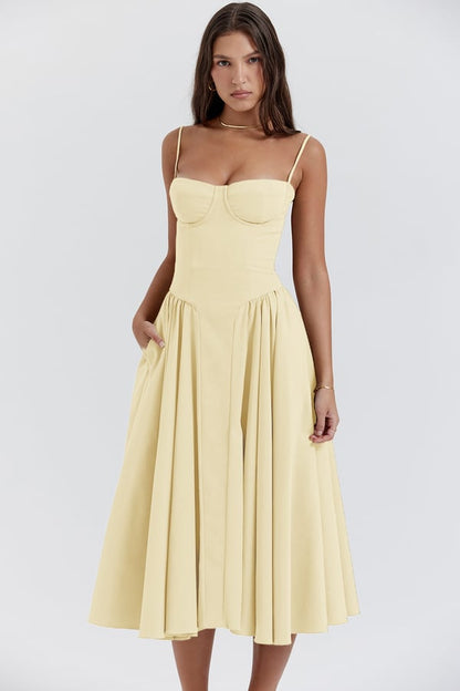 Calliope Sleeveless Midi Dress in Green